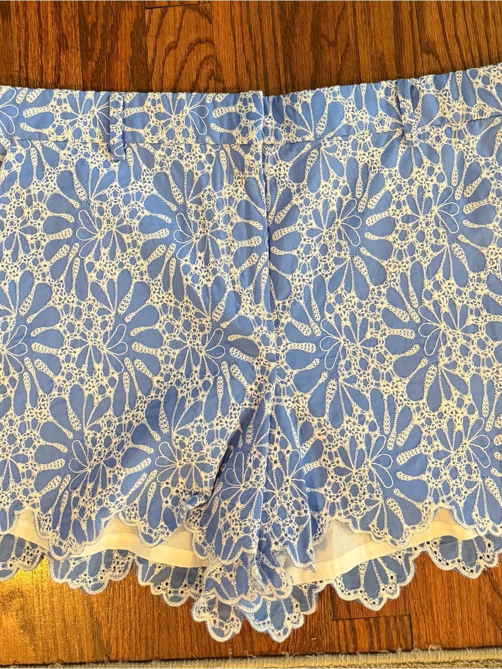 LOFT Blue and White Floral Eyelet Shorts